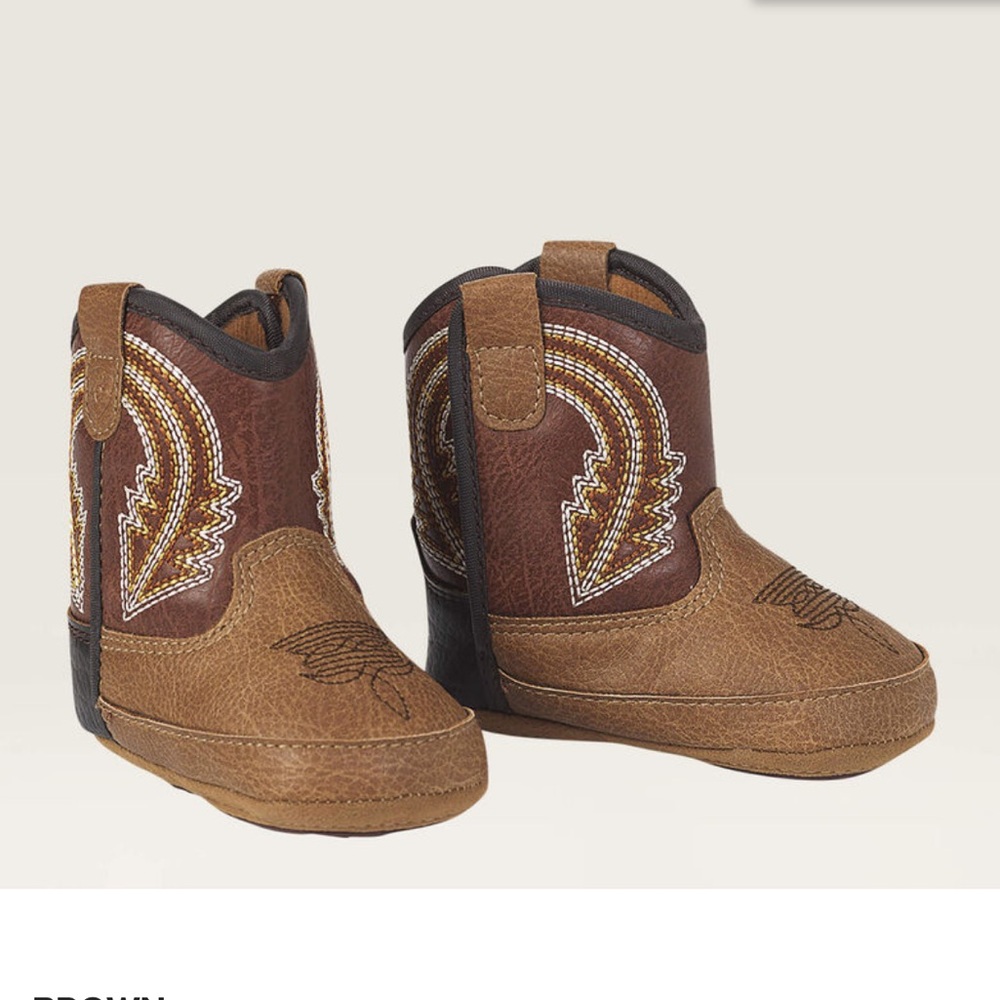 Ariat Brown Tan Baby Cowboy Boots Infant Lil Stompers Evan Style Western